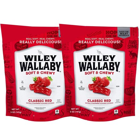 Wiley Wallaby 5 Ounce Classic Red Gourmet Australian Style Soft & Chewy Licorice Candy Twists (2 Pack)