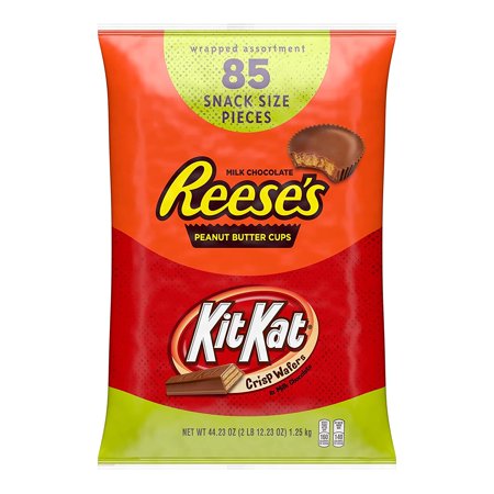 REESE S and KIT KAT® Milk Chocolate Assortment Snack Size Candy  Individually Wrapped  44.23 Oz Bulk Variety Bag (85 Pieces)