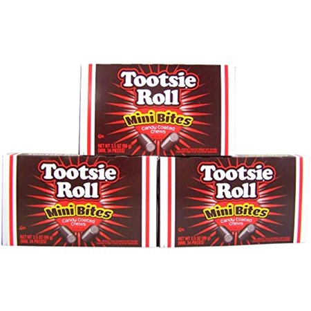 Tootsie Roll Mini Bites Candy Coated Chews Movie Theater Box  3.5 Oz (Pack of 3)