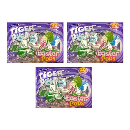 PSLLC Columbina Easter Pops Tiger Pops Individually Wrapped Lollipops Assorted Flavors 6.3 Oz Bag  20 Ct. (3 Pack)