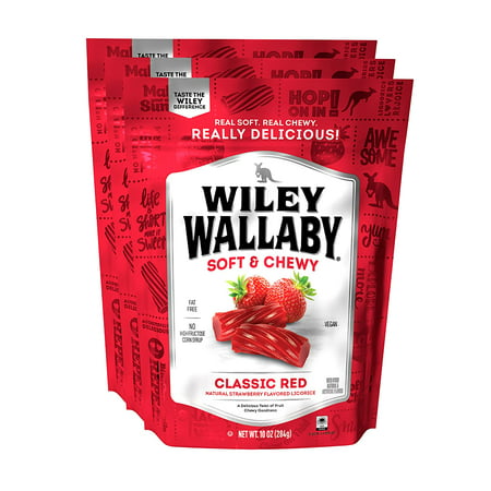 Wiley Wallaby Classic Red Soft & Chewy Licorice Candy Twists  10 Oz. Bags (Pack of 3)