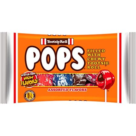 Tootsie Roll (1) Bag Pops Filled with Chewy Tootsie Roll - Assorted Flavors - Peanut & Gluten Free Halloween Lollipop Candy - Net Wt. 12 Oz