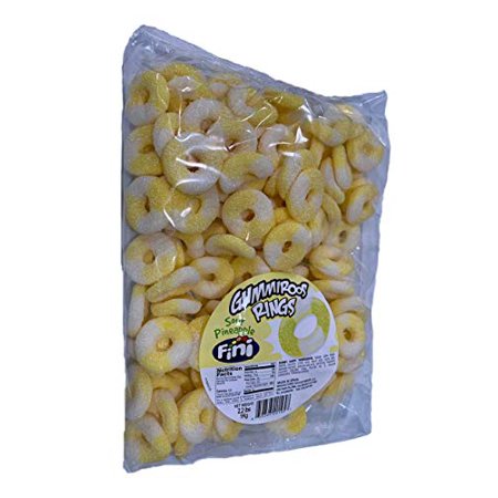 Sour Gummy Ring Candy  Premium Assorted Flavors  Bulk Candy  2.2 Pound Bag Gummies (Sour Pineapple (yellow))