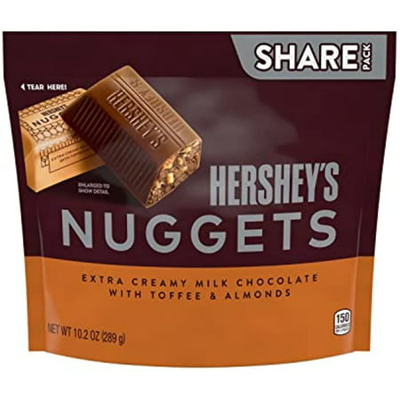 Hersheys Nuggets Extra Creamy Milk Chocolate  Toffee and Almonds Candy Bars  Individually Wrapped  10.2 Oz Share Pack