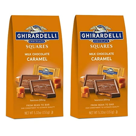 Ghirardelli Milk Chocolate Caramel Filled Squares Bag 5.32 Ounce Pack of Two