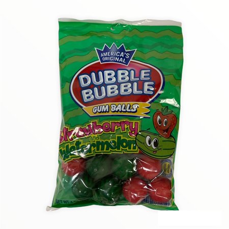 America S Original Dubble Bubble Strawberry and Watermelon Gum Balls; 1 Pack of 4 Oz