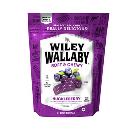 Wiley Wallaby 10 Ounce Huckleberry Gourmet Australian Style Soft & Chewy Licorice Candy Twists