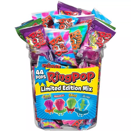 Ring Pop Assorted Flavors Lollipops Candy Tub Bulk Variety Pack (0.5 Oz.  44 Ct.)