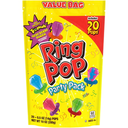Ring Pop Candy Lollipops BCF26 - Individually Wrapped Bulk Variety Party Pack - 20 Count Suckers W/ Assorted Flavors - Fun Candy for Kids - Hard Candy