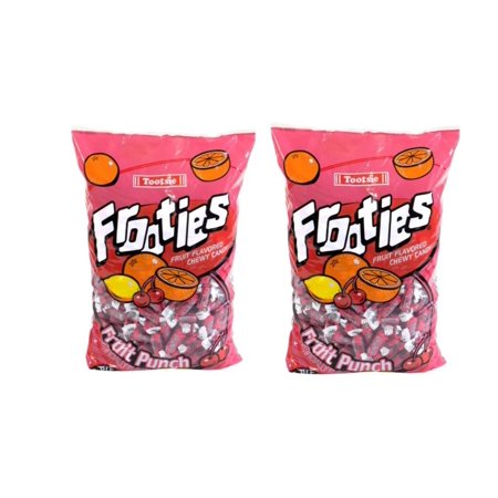 CGT Tootsie Frooties Fruit Flavored Chewy Candy Fruit Punch Peanut Gluten Free Treat Snack Individually Wrapped Kids Halloween Valentines Easter Birth