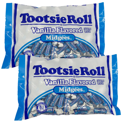 Tootsie Roll Vanilla Flavored Midgees Candy  Peanut Free  and Gluten Free Chewy Candies Great for Snacking Halloween Trick or Treats Goody Bag Filler 
