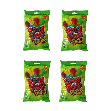 Ring Pop Sours Candy  Individually Wrapped Lollipops Candy  Party Favor Treat Stocking Stuffers  Set of 4