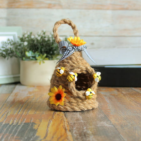 Bee Festival Hemp Rope Decoration Sunflower Round Honeycomb Ornament Ljddg#9332 Halloween Decorations Outdoor Bee Festival Hemp