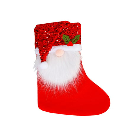 Christmas Candy Stocking Faceless Old Man Gift Bag for Christmas Stocking Sequin Hat - Uscallm Home 2022 a#6990