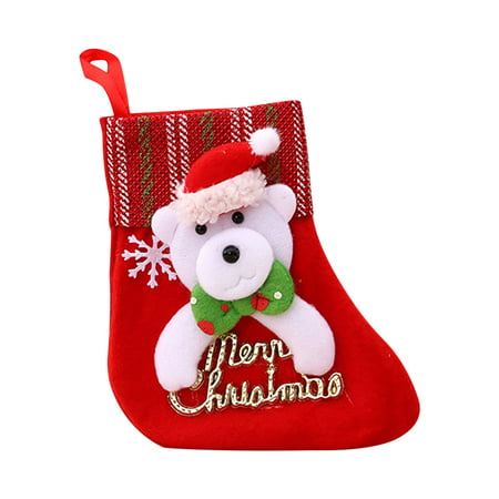 Yrtoes NEW Christmas Tree Hanging Party Tree Decor Santa Stocking Plush Knitting Sock Gift Candy Bags Black Friday Deals 4542