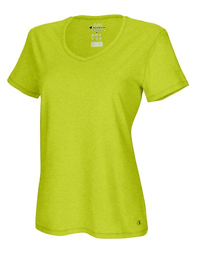 Champion Authentic Women's Jersey V-neck Tee Sweet Green Heather 2xl