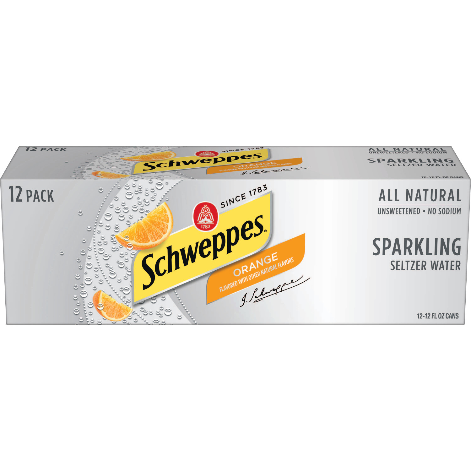 Schweppes Orange Sparkling Seltzer Water  12 Fl Oz Cans  12 Pack