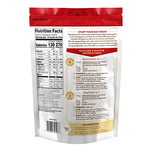 Arrowhead Mills, Organic Oat Flour Pancake and Waffle Mix Gluten Free, 16 Oz(Case of 6) thumbnail