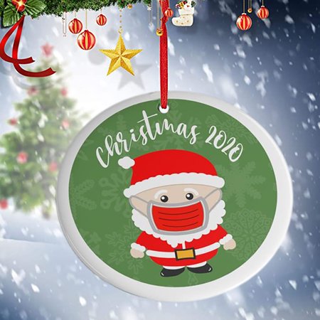 1pcsChristmas Ornaments 2020 Santa Claus Masked Souvenir Tree Hanging Ornaments 08HWC15A#10277 2022 the Hot 1pcsChristmas Ornaments 2020
