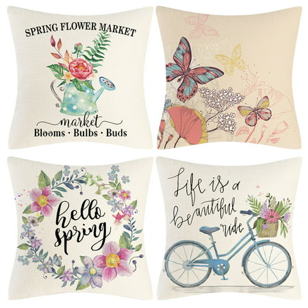 Spring Floral Pillow Case Glitter Sofa Throw Cushion Cover Home Decor - 2022 New Toys Spring Floral Pillow a-a#7950