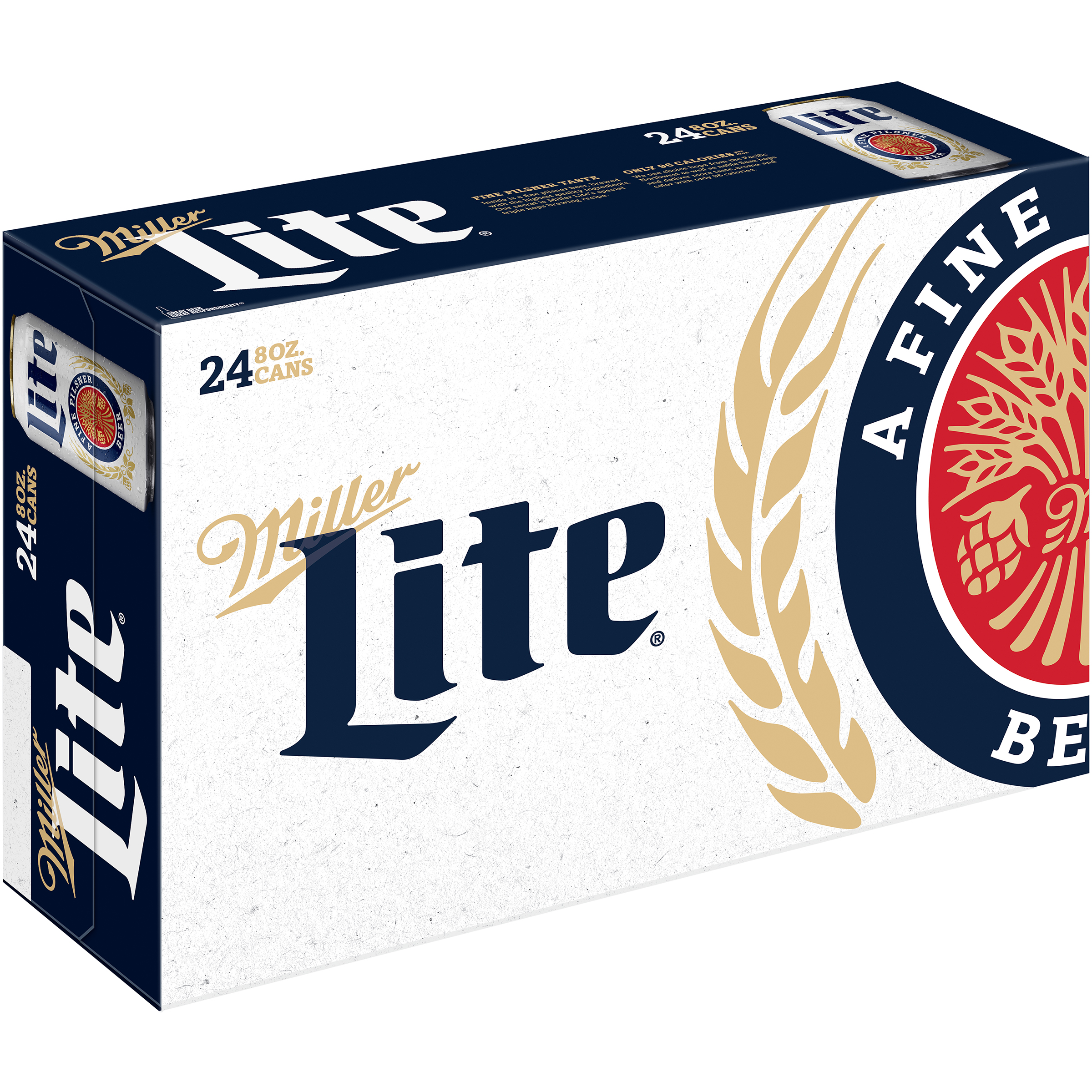 Miller Lite Beer, American Lager, 24 Pack Light Beer, 8 Fl. Oz. Cans, 4.2% ABV