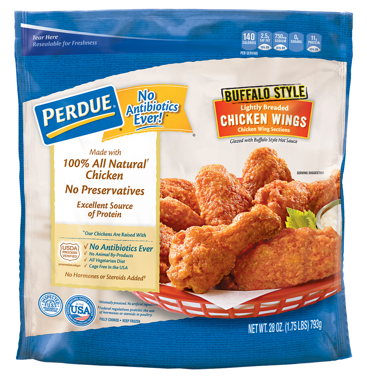 PERDUE Lightly Breaded Chicken Wings Buffalo Style (28 Oz.)