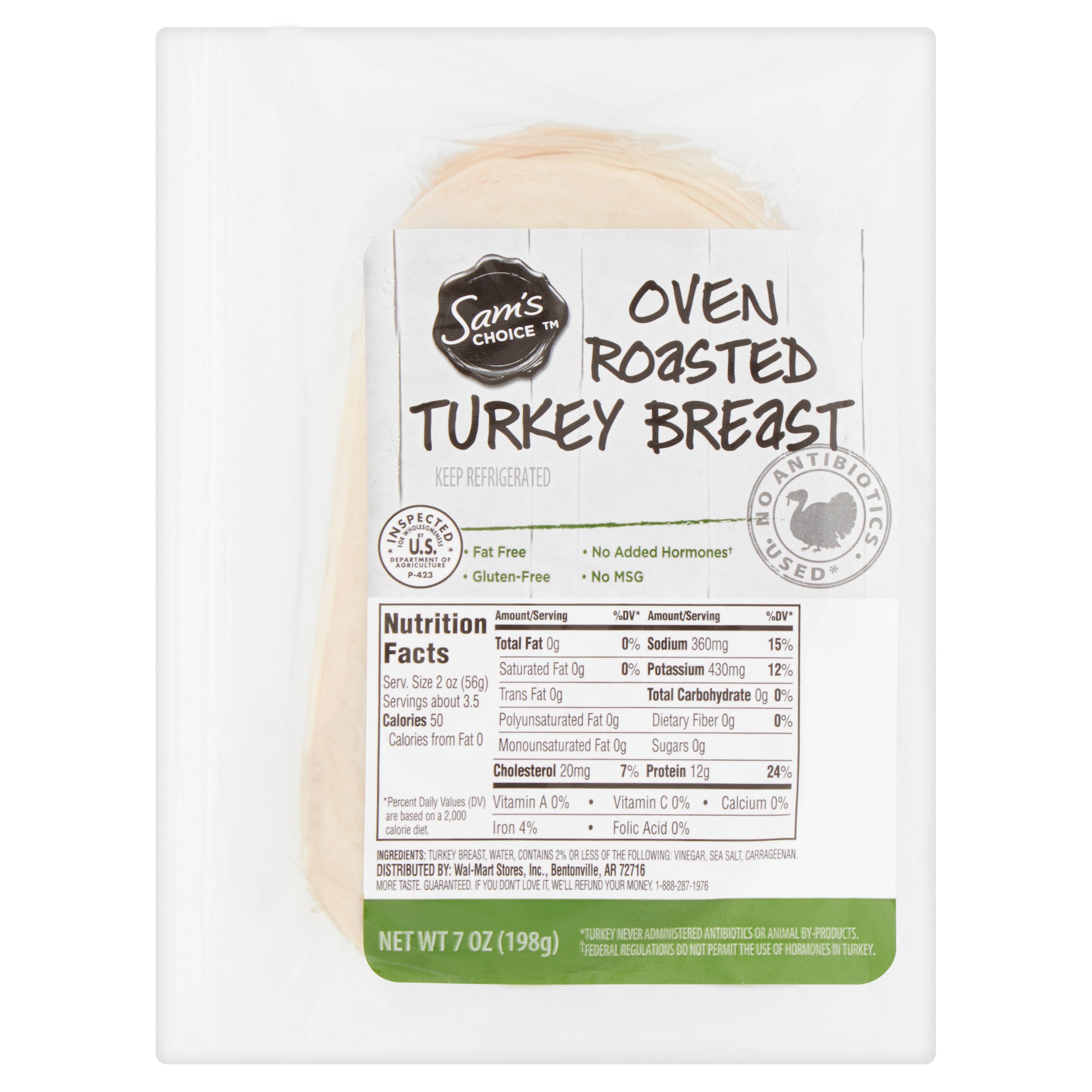 Sam's Choice Oven Roasted Turkey Breast, 7 Oz. Nutrition and