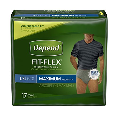 Depend Fit Flex for Men Underwear Gray -Large/X-Large (Pack of 17)