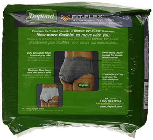 Depend Fit Flex for Men Underwear Gray -Large/X-Large (Pack of 17) thumbnail