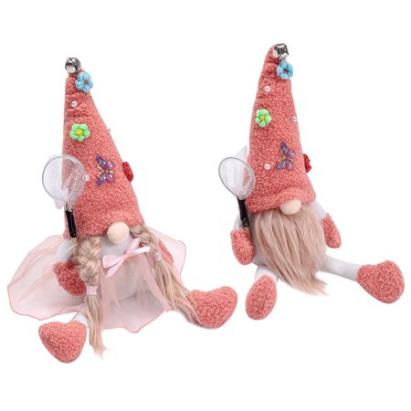 2pcs Christmas Gnome Doll Holiday Faceless Dwarf Doll Plush Old Man Doll Butterfly Flower Doll Pendants Christmas Garden Series Rudolph Doll Handmade 