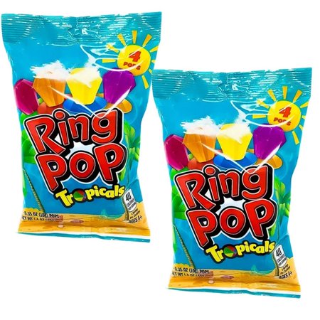 CGT Ring Pop Tropicals Candies Lollipops Fruity Flavors Individually Wrapped Halloween Christmas Birthday Party Trick or Treat Stocking Stuffers Goody