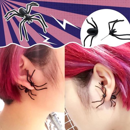 Usupdd Street Personality Black Front and Back with Earrings Halloween Gothic Spider Earrings Usupdd WCC220815-1136