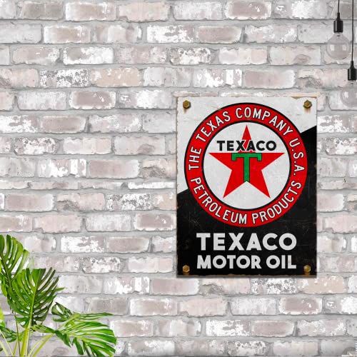 Desperate Enterprises Texaco Motor Oil Tin Sign - Nostalgic Vintage Metal Wall Decor - Made in USA thumbnail