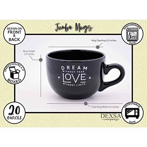 Ceramic Designer Coffee Mug Jumbo | Dream Without Fear. Love Without Limits. | Holds 20 Ounces | Dishwasher and Microwave Safe | Great for Coffee, Tea thumbnail