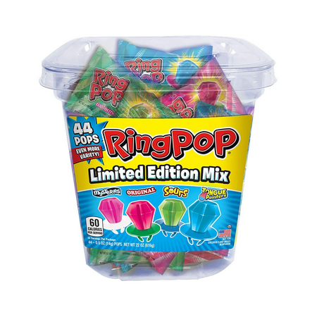 Ring Pop Assorted Flavors Lollipops Candy Tub Bulk Variety  Pack of 3 (0.5 Oz.  44 Ct.) Candy Treats Party Favors & Stocking Stuffer on Birthdays  Hal