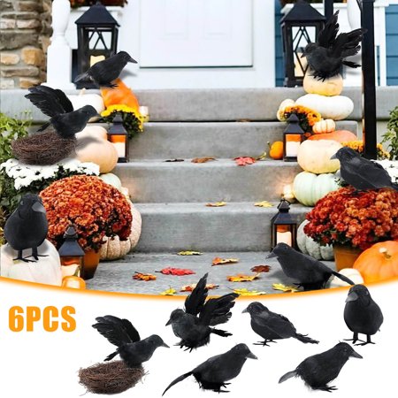 DDgui New Upgraded Halloween Black Crow Halloween Garden Garden Decoration Crow Six Pack Plus Bird Nests DDgui LFF220922-9862