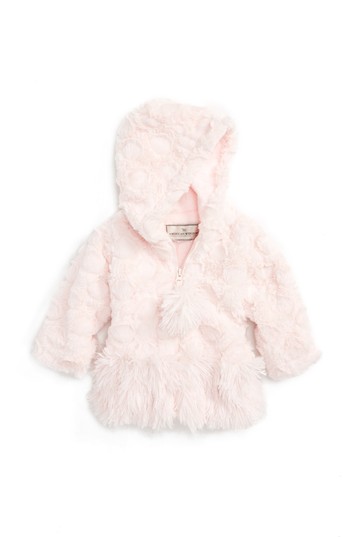 Infant Girl's Widgeon Hooded Shaggy Dot Faux Fur Coat, Size 24m - Pink