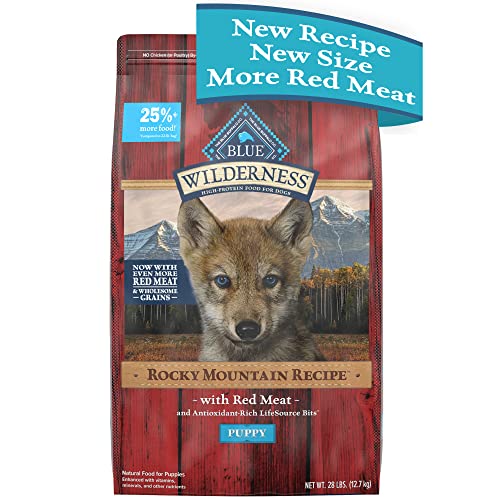 Blue Buffalo Wilderness Rocky Mountain Recipe Dry Puppy Food  Red Meat & Grains  28-lb