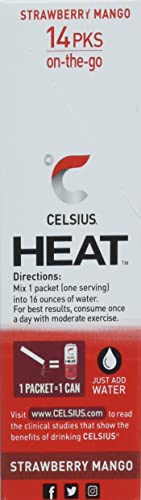 CELSIUS HEAT on-the-Go Performance Energy Powder Sticks, Strawberry Mango Master Case , 14 Count ( Pack of 6 ) thumbnail