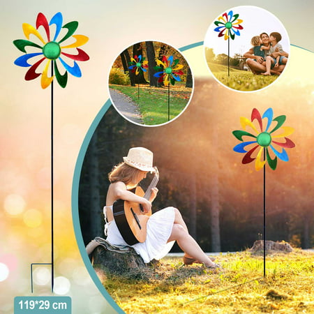 TALKVE Simple  Lightweight and Wear Resistant Yard Decorations Metal with Stake Mill Windmills Garden Colorful Wind Windmills Home Decor