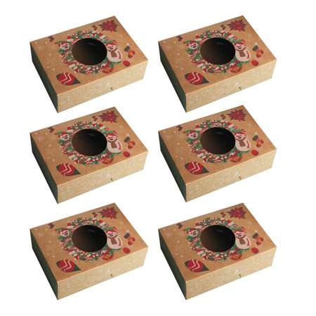 Usupdd 1/6/12pc Christmas Baking Snack Box Packaging Paper Box Packaging Christmas Cake Packaging Gift Box Usupdd WLL220812-5509