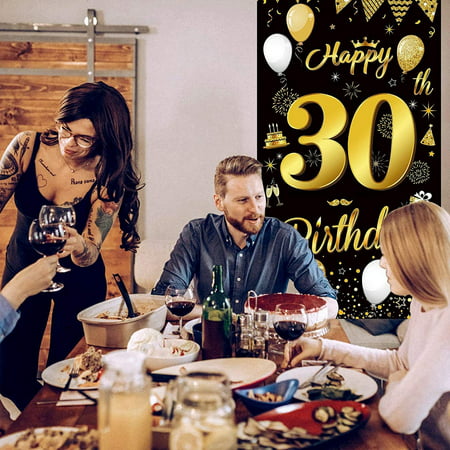 DDgui New Upgraded Black and Gold Glitter Logo  Birthday Banner for Birthday Party Decoration DDgui LBB220922-5499