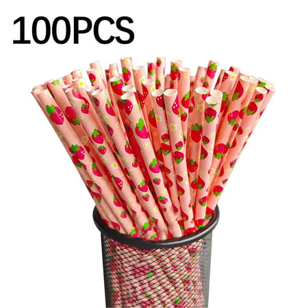 MIANHT Disposable Degradable Kraft Paper Straw Cool Summer Fruit Pattern Paper Straw - 2022 Disposable Degradable Kraft M-#5796