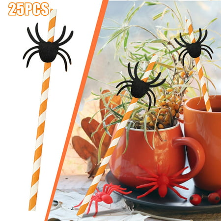 Halloween New Products Creative Dessert Table Dressing Straw Funny Layout Supplies Paper Straw 25 Pieces 08HWC15A#4723 2022 the Hot Halloween New Prod