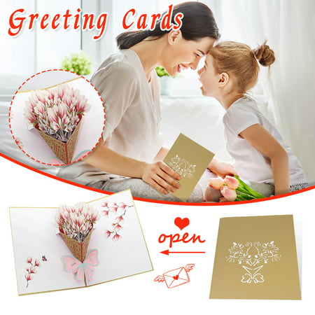 DDgui New 3D Yhree-Dimensional Greeting Card Paper-Cut Two-Color Beautiful Pink Tree DDgui WAA220920-6678