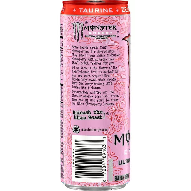Monster Ultra Strawberry Dreams  Sugar Free Energy Drink  12 Fl Oz thumbnail