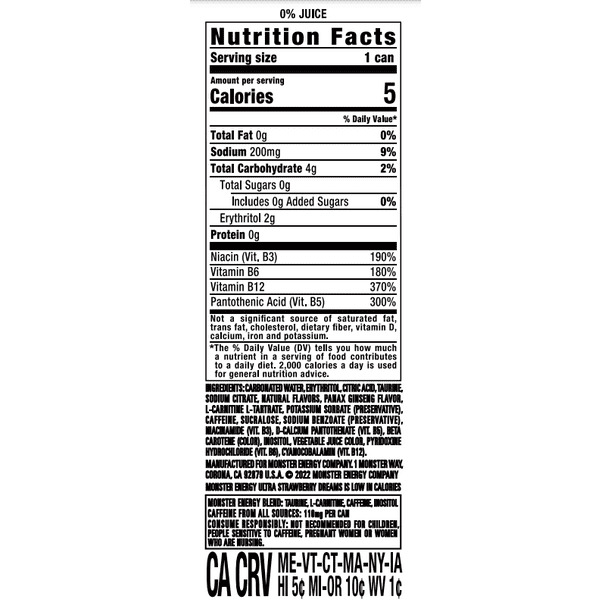 Monster Ultra Strawberry Dreams  Sugar Free Energy Drink  12 Fl Oz thumbnail