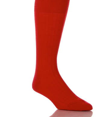 Pantherella 5796 Merino Wool Dress Socks - 5x3 Rib (indies Red Xl)