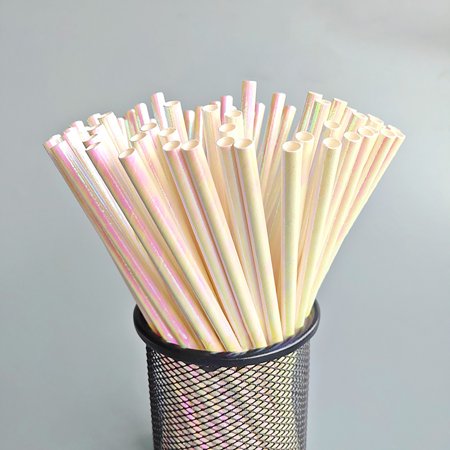 FengLS Disposable Paper Straws Glitter Pearl Film Straws Rainbow Straws Holiday Decoration 09-Decor-10A#14838 Ideal Gift Disposable Paper Straws