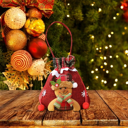 Usupdd Christmas Gift Bag Christmas Eve Gift Bag Apple Bag Creative Handbag Santa Snowman Candy Bag WLL220811-6781